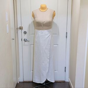 NWOT Beckwoman M White 100% Cotton Fully Lined Maxi Wrap Skirt